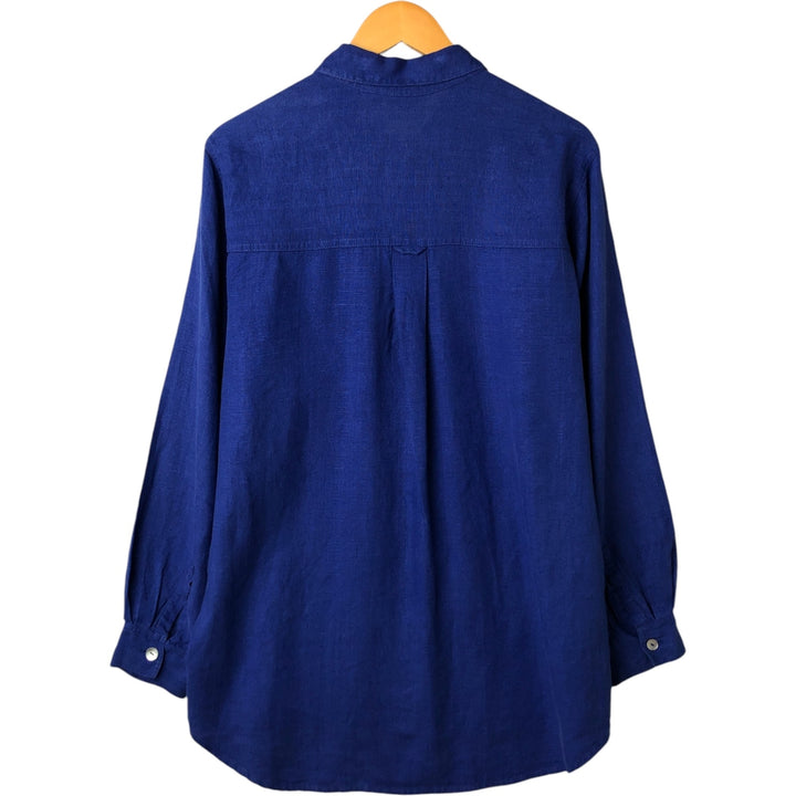 Vintage 90'S CHICO'S DESIGN long sleeve linen shirt, size L for men linen Purple type blue-purple Vintage Second Hand
