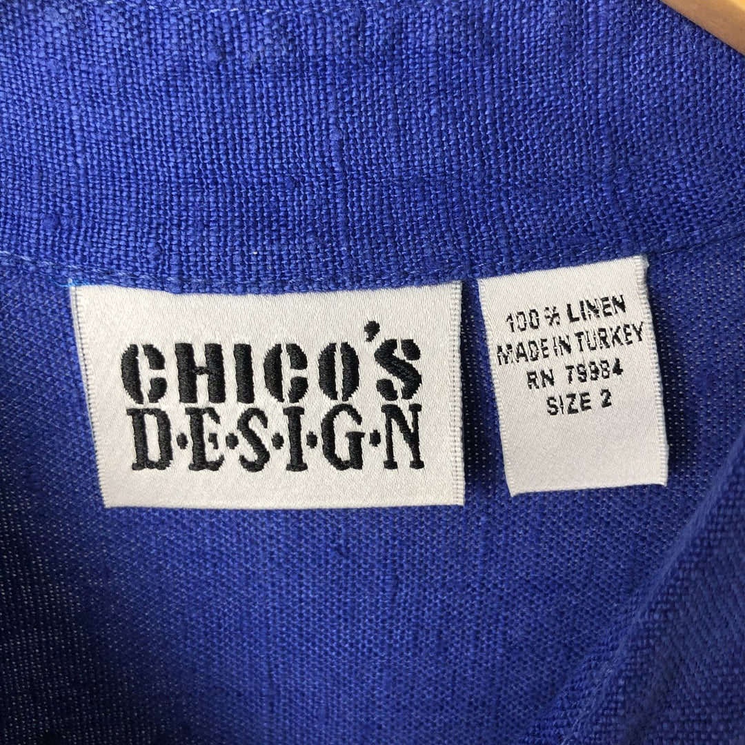 Vintage 90'S CHICO'S DESIGN long sleeve linen shirt, size L for men linen Purple type blue-purple Vintage Second Hand