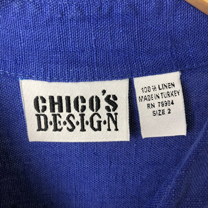 Vintage 90'S CHICO'S DESIGN long sleeve linen shirt, size L for men linen Purple type blue-purple Vintage Second Hand