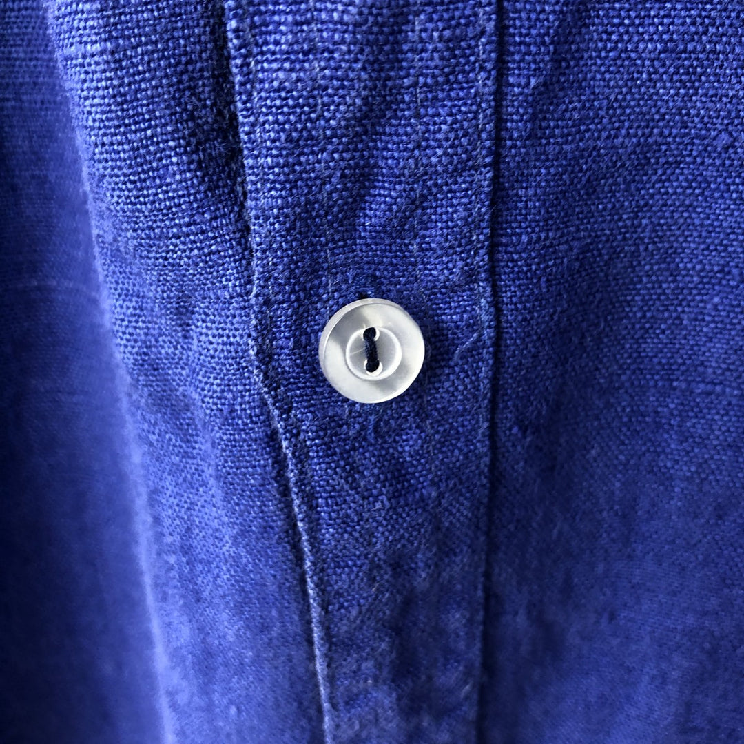 Vintage 90'S CHICO'S DESIGN long sleeve linen shirt, size L for men linen Purple type blue-purple Vintage Second Hand