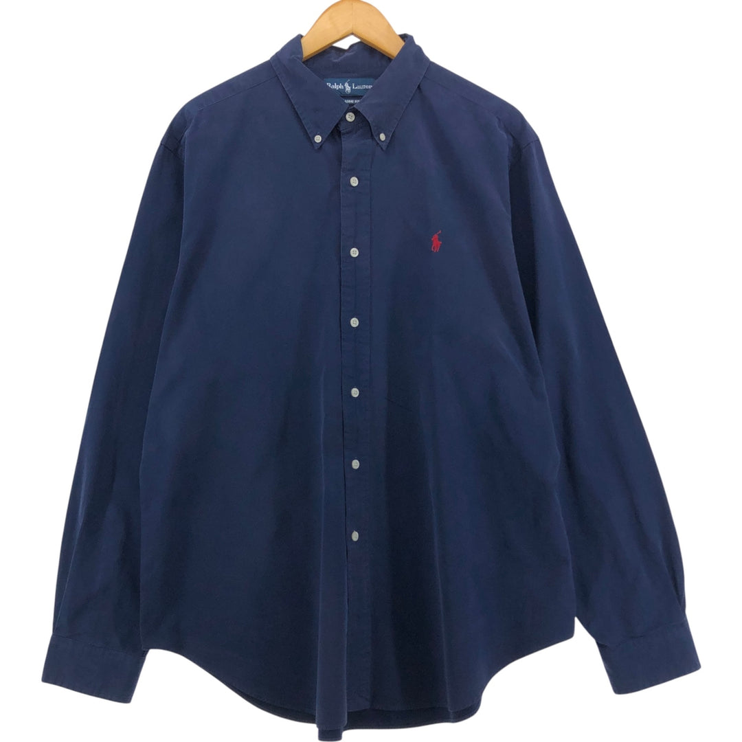 Ralph Lauren Classic Fit Long Sleeve Button Down Shirt Men's XL cotton navy blue type Vintage Second Hand