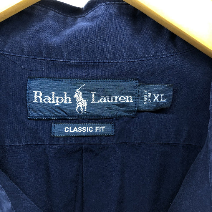 Ralph Lauren Classic Fit Long Sleeve Button Down Shirt Men's XL cotton navy blue type Vintage Second Hand