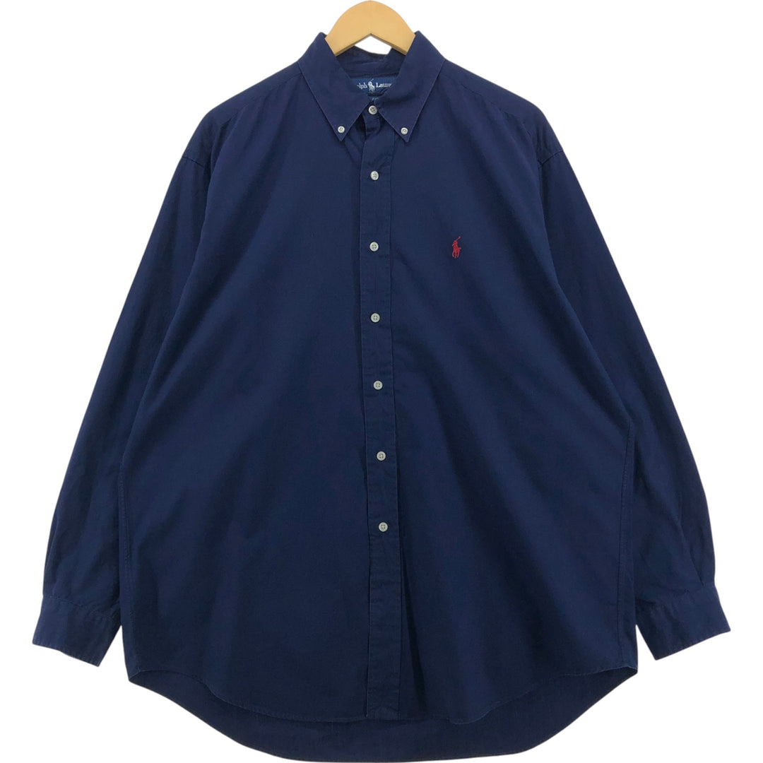 Ralph Lauren BLAKE long sleeve button down shirt, men's size L cotton navy blue type Vintage Second Hand