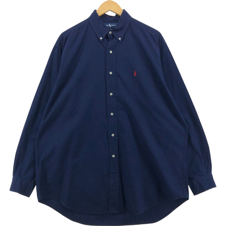 Ralph Lauren BLAKE long sleeve button down shirt, men's size L cotton navy blue type Vintage Second Hand