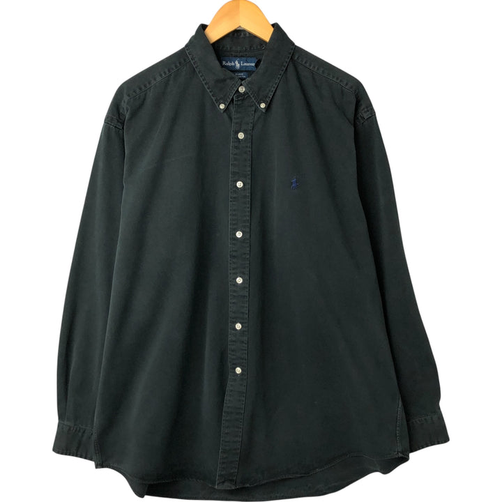 Ralph Lauren BLAKE long sleeve button down shirt, men's XL size cotton black type Vintage Second Hand