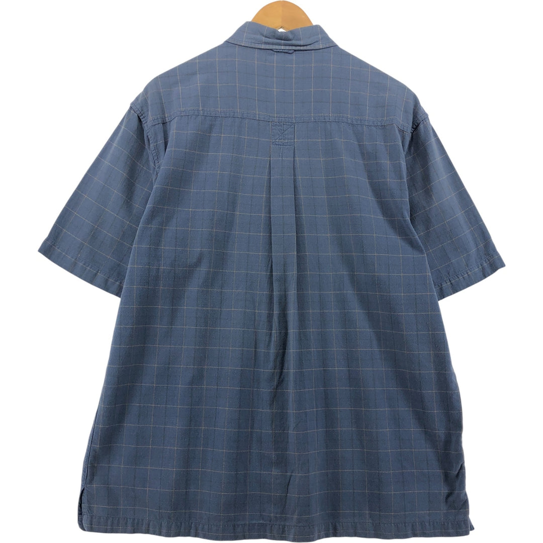 90'S Timberland short sleeve cotton check shirt, box shirt, men's size L, vintage cotton Purple type blue-purple Vintage Second Hand