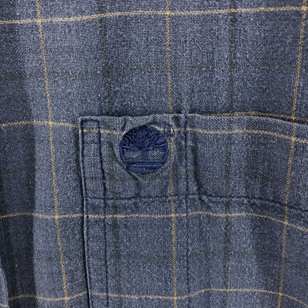 90'S Timberland short sleeve cotton check shirt, box shirt, men's size L, vintage cotton Purple type blue-purple Vintage Second Hand