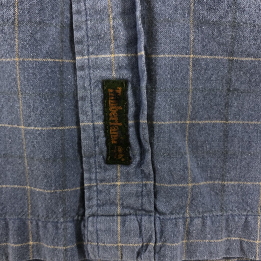 90'S Timberland short sleeve cotton check shirt, box shirt, men's size L, vintage cotton Purple type blue-purple Vintage Second Hand