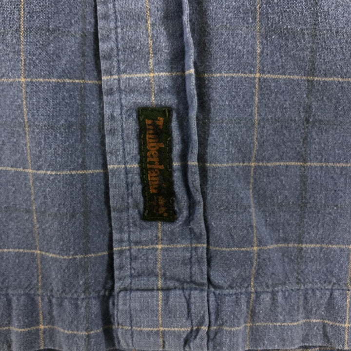 90'S Timberland short sleeve cotton check shirt, box shirt, men's size L, vintage cotton Purple type blue-purple Vintage Second Hand