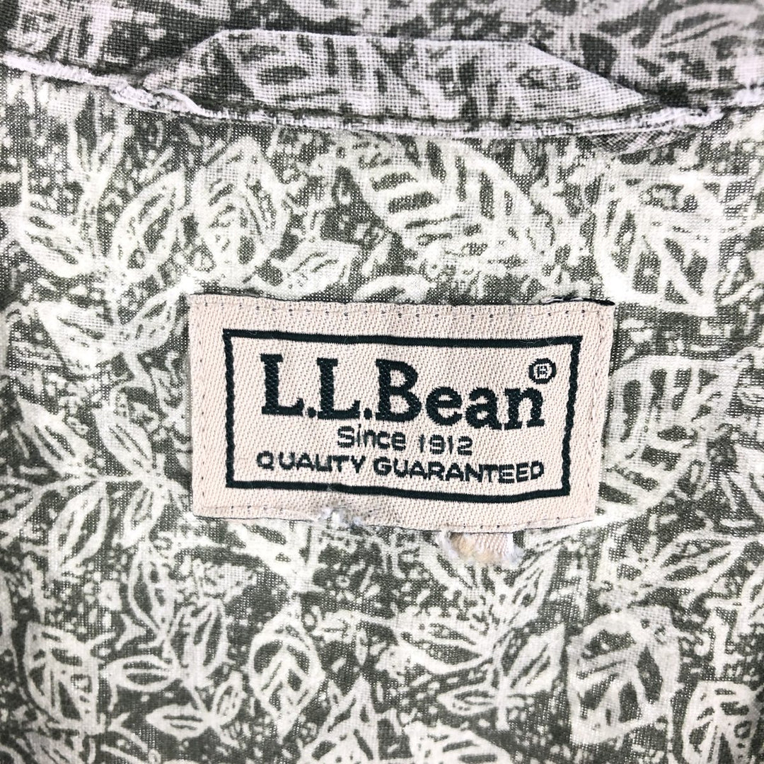 LLBean Leaf Pattern Short Sleeve Open Collar Cotton Shirt Box Shirt Men's XL Vintage cotton green type Vintage Second Hand