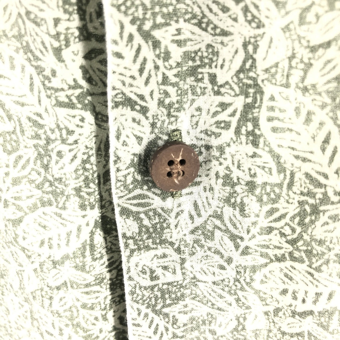 LLBean Leaf Pattern Short Sleeve Open Collar Cotton Shirt Box Shirt Men's XL Vintage cotton green type Vintage Second Hand