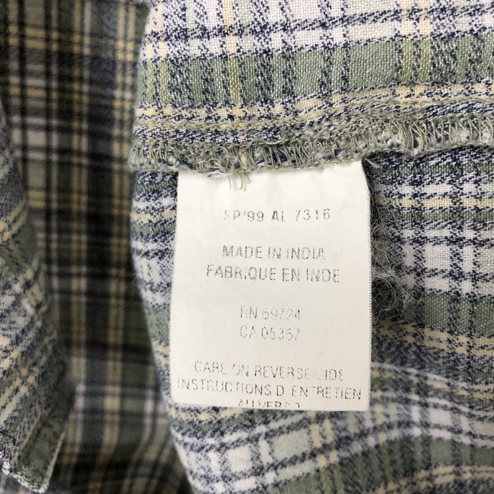 90s~00'S Columbia Check Pattern Short Sleeve Open Collar Cotton Shirt Box Shirt Women's XL Vintage cotton Khaki type sage green Vintage Second Hand