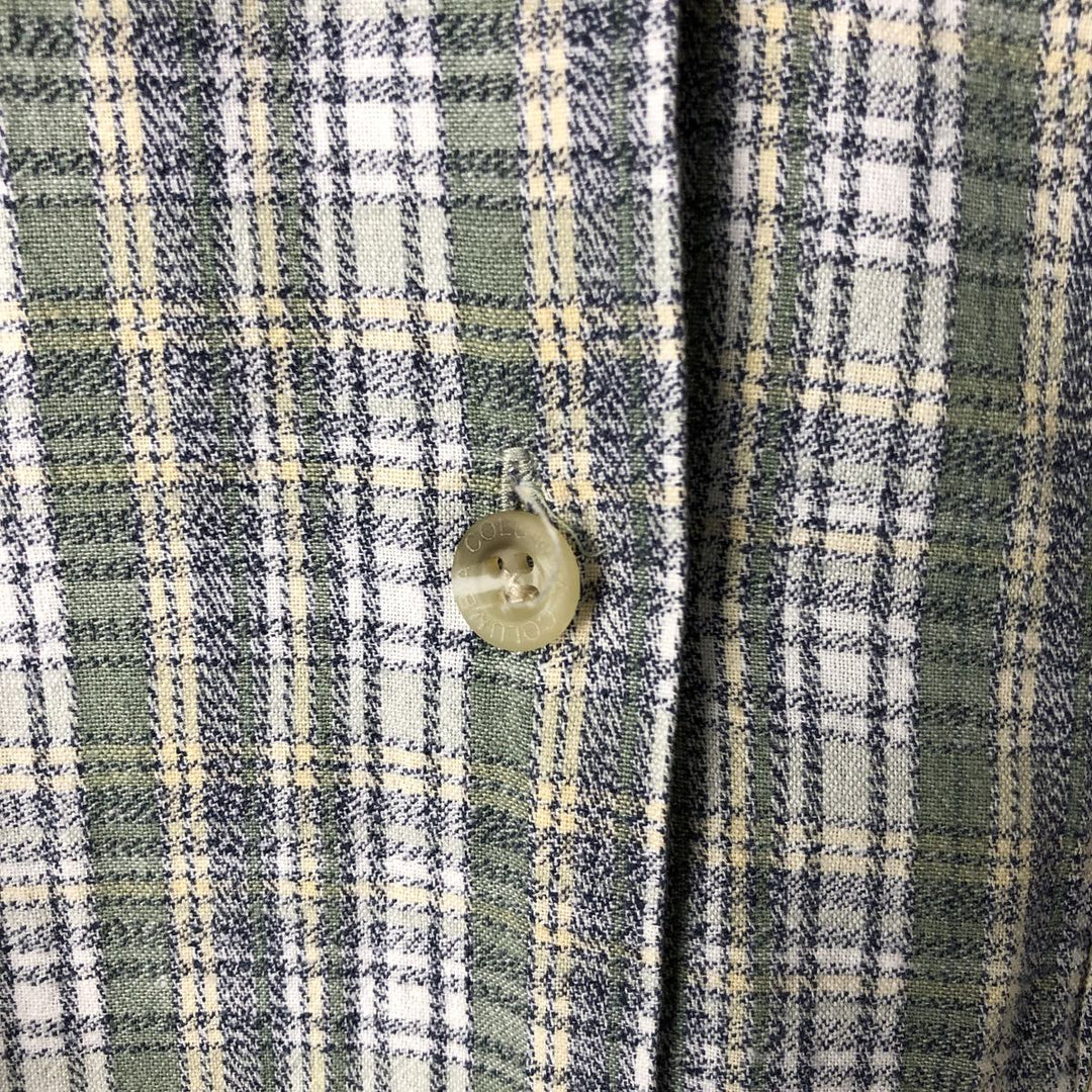 90s~00'S Columbia Check Pattern Short Sleeve Open Collar Cotton Shirt Box Shirt Women's XL Vintage cotton Khaki type sage green Vintage Second Hand