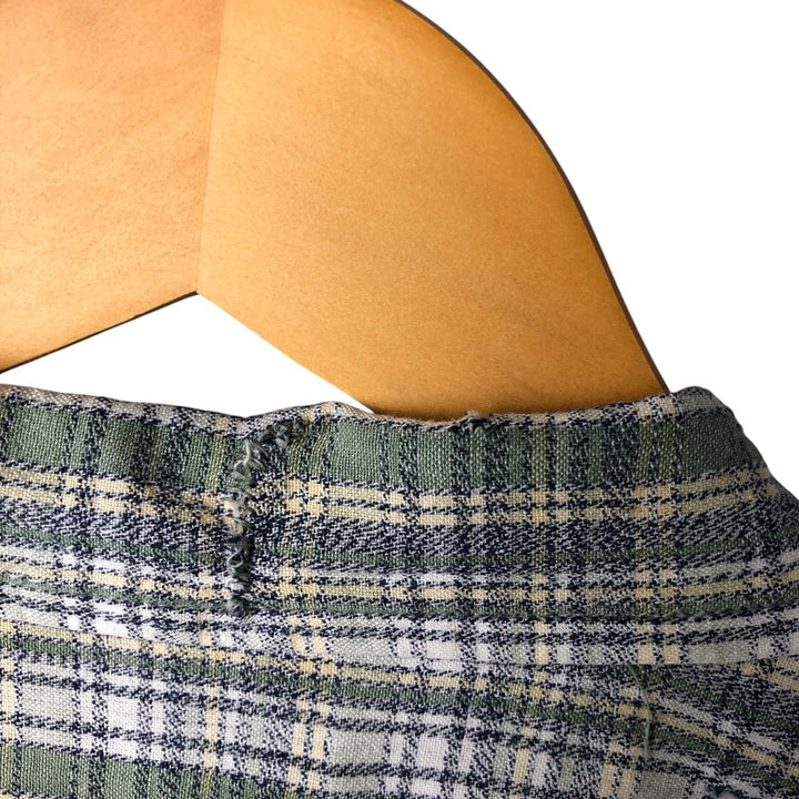 90s~00'S Columbia Check Pattern Short Sleeve Open Collar Cotton Shirt Box Shirt Women's XL Vintage cotton Khaki type sage green Vintage Second Hand