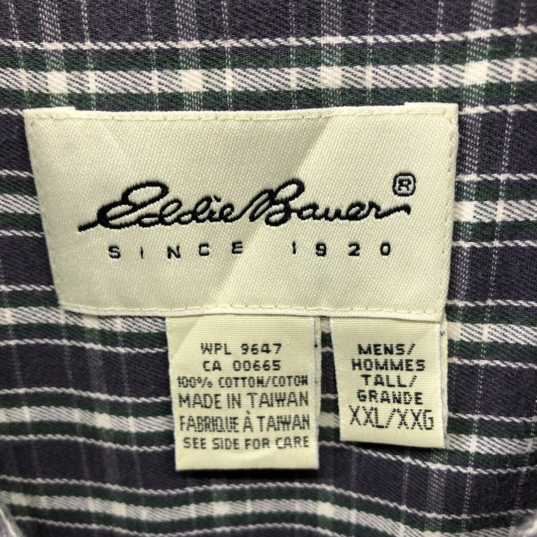 Eddie Bauer short sleeve button down check shirt, men's XXL size cotton purple type Vintage Second Hand