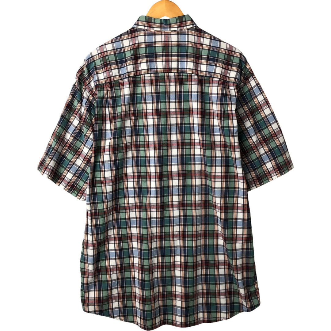 Eddie Bauer short sleeve button down check shirt, men's XL size cotton red type Vintage Second Hand