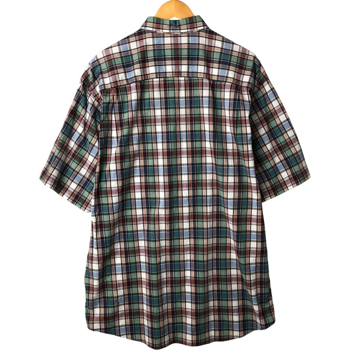 Eddie Bauer short sleeve button down check shirt, men's XL size cotton red type Vintage Second Hand