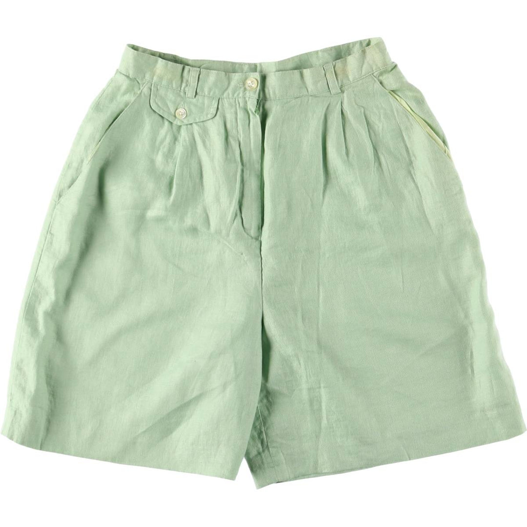 Ralph Lauren LAUREN Lauren One-tuck linen shorts, short pants, women's size L (w27) linen Mint green Vintage Second Hand