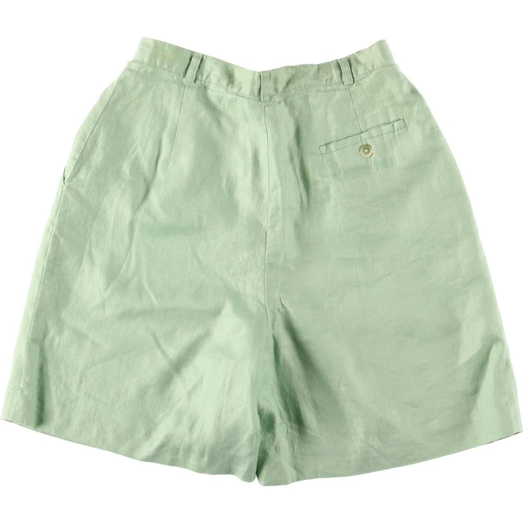 Ralph Lauren LAUREN Lauren One-tuck linen shorts, short pants, women's size L (w27) linen Mint green Vintage Second Hand