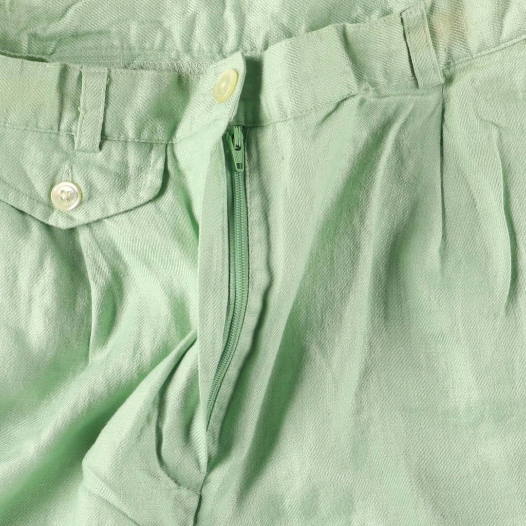 Ralph Lauren LAUREN Lauren One-tuck linen shorts, short pants, women's size L (w27) linen Mint green Vintage Second Hand