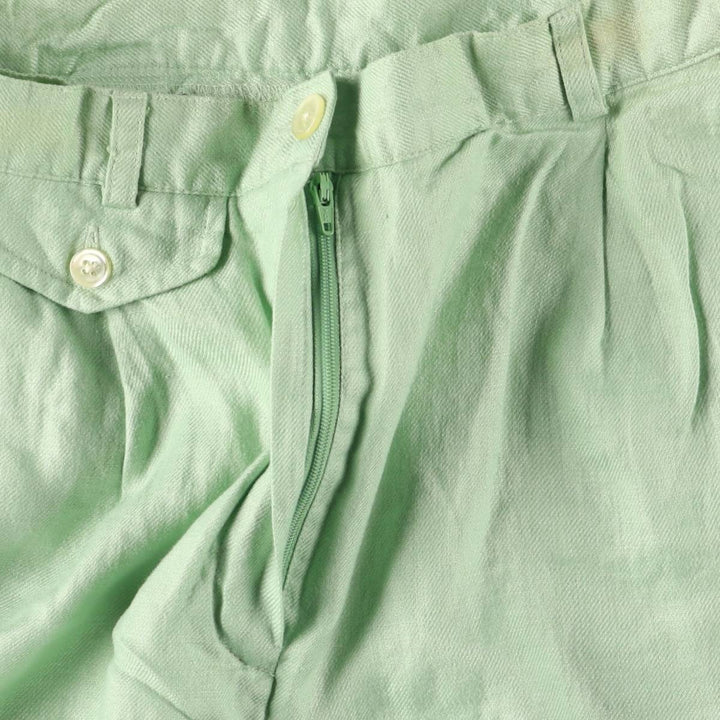 Ralph Lauren LAUREN Lauren One-tuck linen shorts, short pants, women's size L (w27) linen Mint green Vintage Second Hand