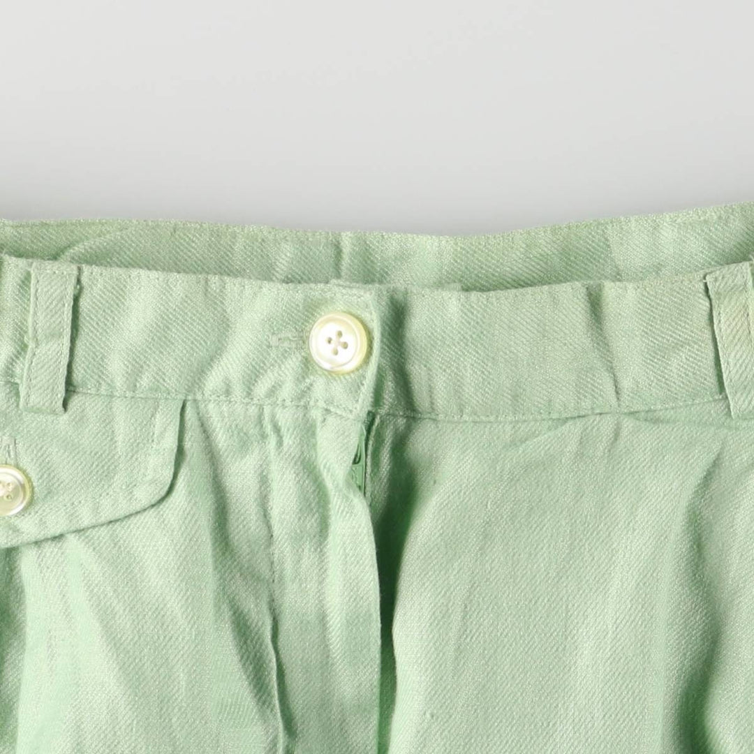 Ralph Lauren LAUREN Lauren One-tuck linen shorts, short pants, women's size L (w27) linen Mint green Vintage Second Hand