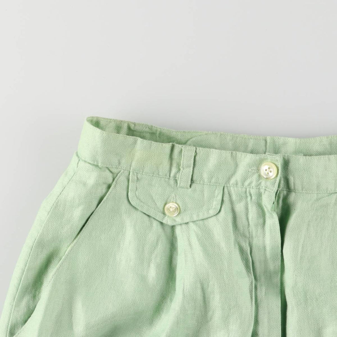 Ralph Lauren LAUREN Lauren One-tuck linen shorts, short pants, women's size L (w27) linen Mint green Vintage Second Hand