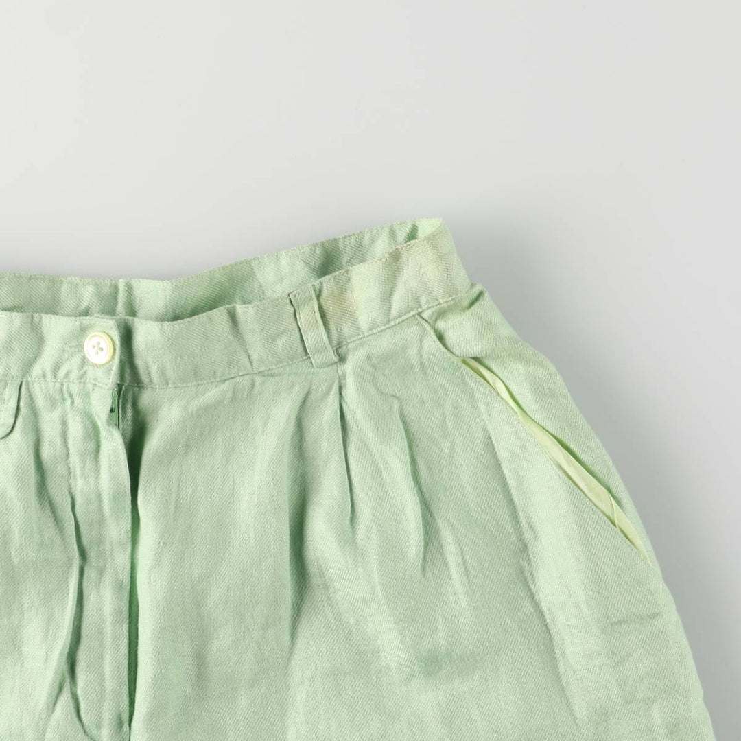 Ralph Lauren LAUREN Lauren One-tuck linen shorts, short pants, women's size L (w27) linen Mint green Vintage Second Hand