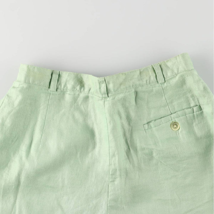 Ralph Lauren LAUREN Lauren One-tuck linen shorts, short pants, women's size L (w27) linen Mint green Vintage Second Hand