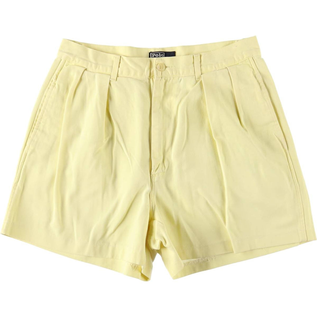 90'S Polo by Ralph Lauren Two-pleat Chino Shorts, Made in USA, Men's, W30, Vintage cotton yellow type Vintage Second Hand