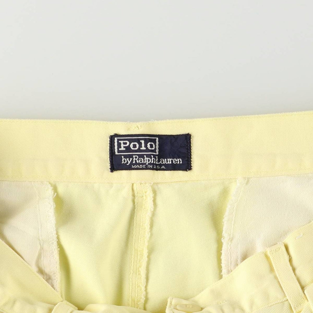 90'S Polo by Ralph Lauren Two-pleat Chino Shorts, Made in USA, Men's, W30, Vintage cotton yellow type Vintage Second Hand