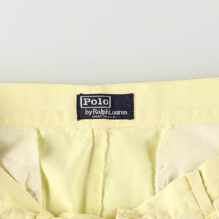 90'S Polo by Ralph Lauren Two-pleat Chino Shorts, Made in USA, Men's, W30, Vintage cotton yellow type Vintage Second Hand