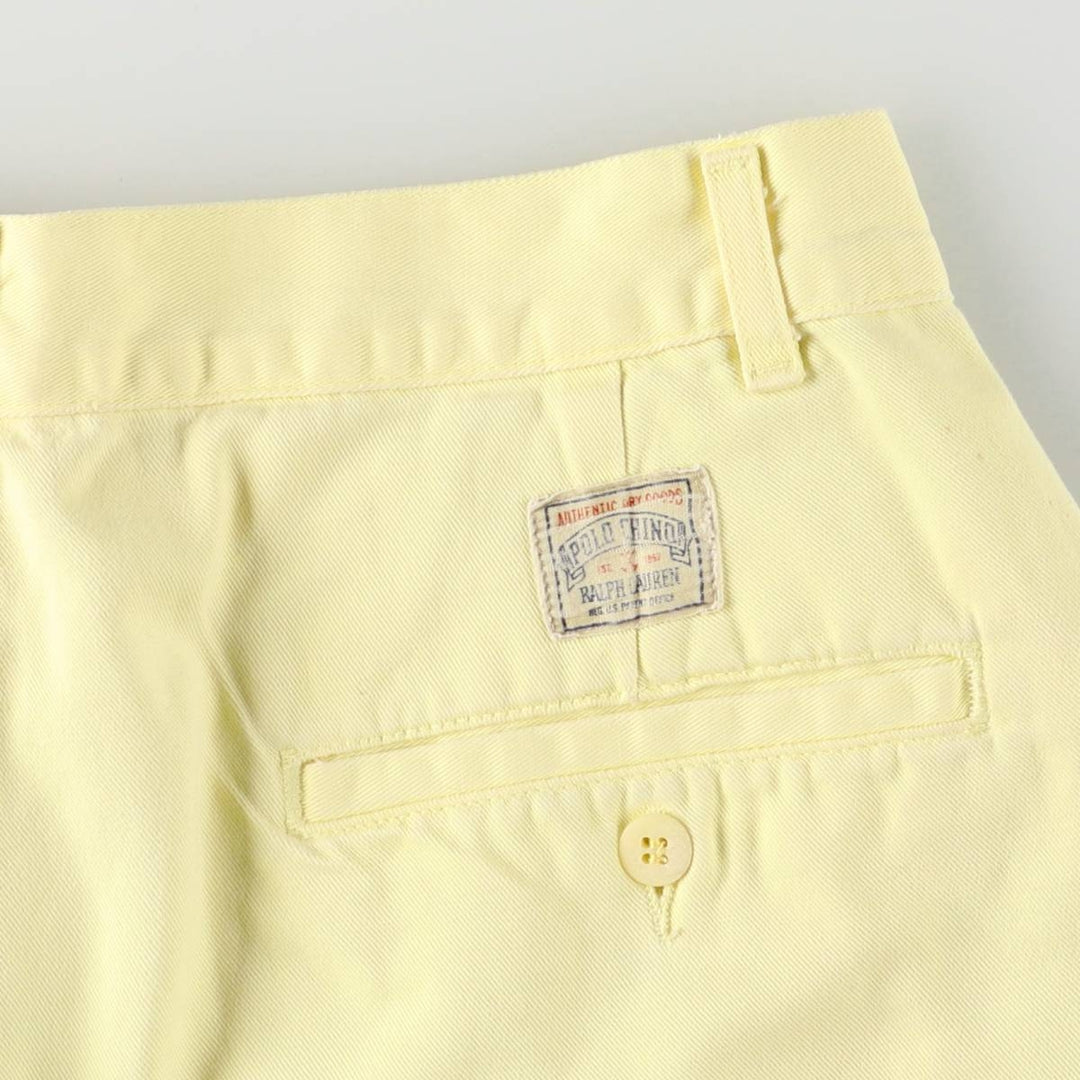 90'S Polo by Ralph Lauren Two-pleat Chino Shorts, Made in USA, Men's, W30, Vintage cotton yellow type Vintage Second Hand