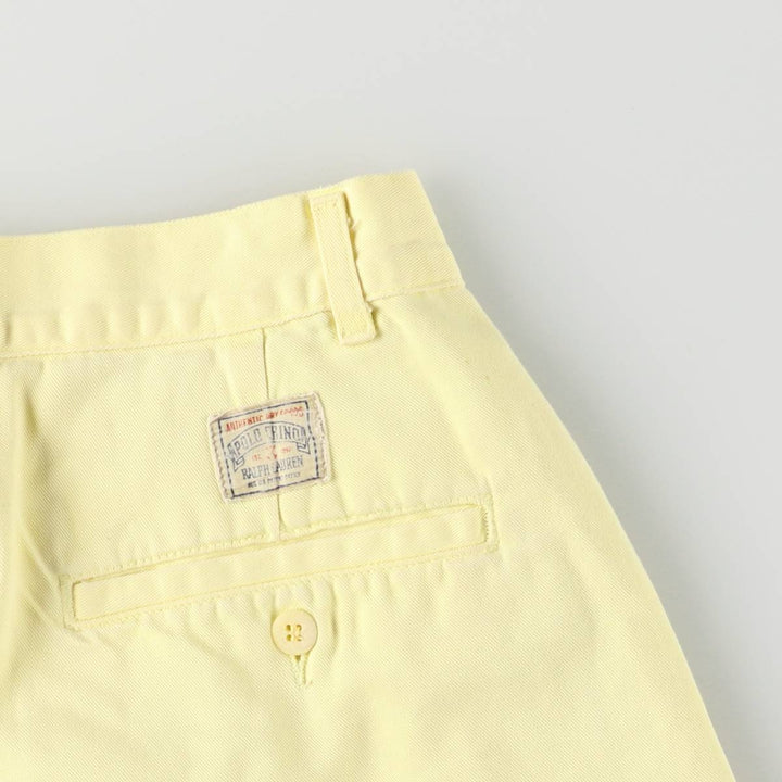 90'S Polo by Ralph Lauren Two-pleat Chino Shorts, Made in USA, Men's, W30, Vintage cotton yellow type Vintage Second Hand