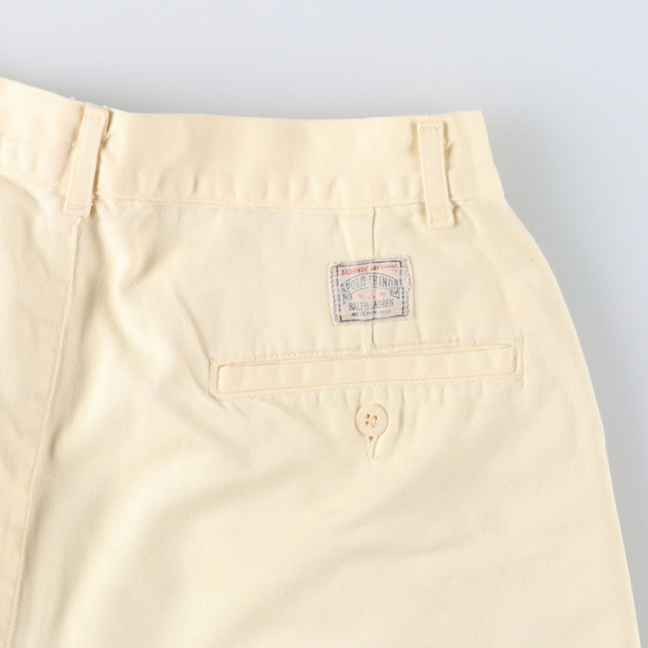 90'S Polo by Ralph Lauren Two-pleat Chino Shorts, Made in USA, Men's, W30, Vintage cotton yellow type Vintage Second Hand