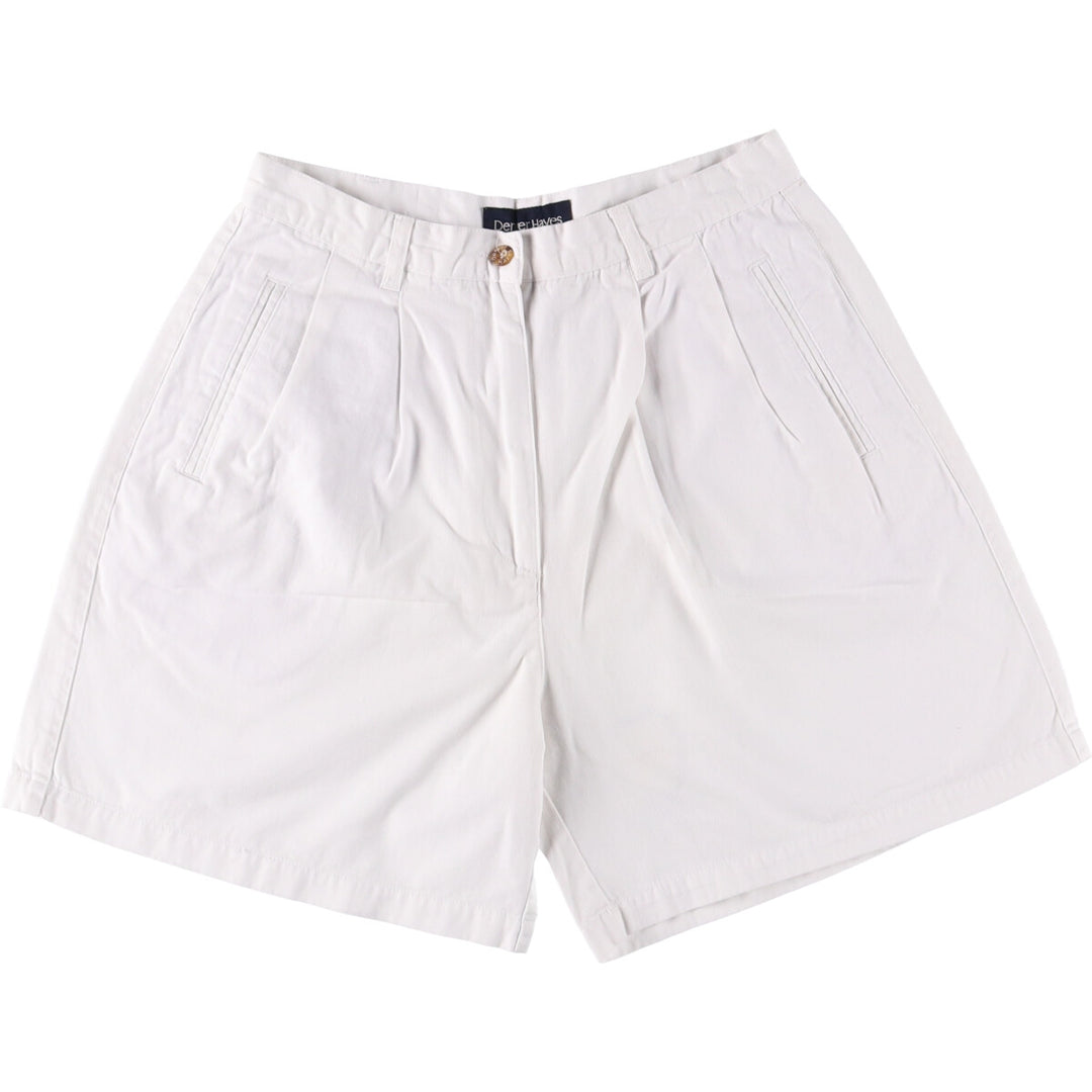 DENVER HAYES Two-pleat Chino Shorts Shorts Women's L (w30) cotton white type Vintage Second Hand
