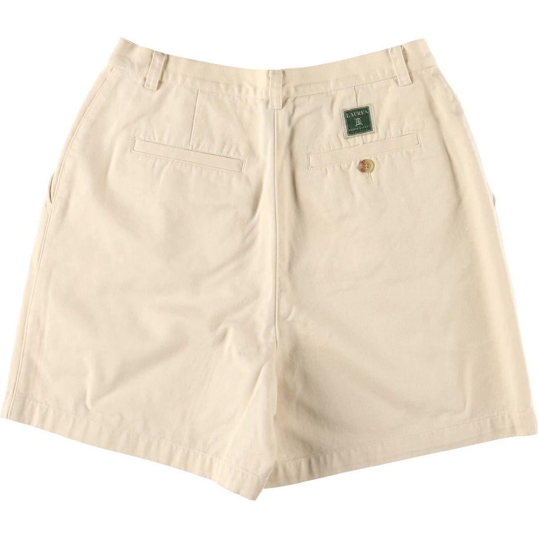 Ralph Lauren LAUREN Lauren One-tuck Chino Shorts Shorts Women's L (w30) equivalent cotton unbleached Vintage Second Hand
