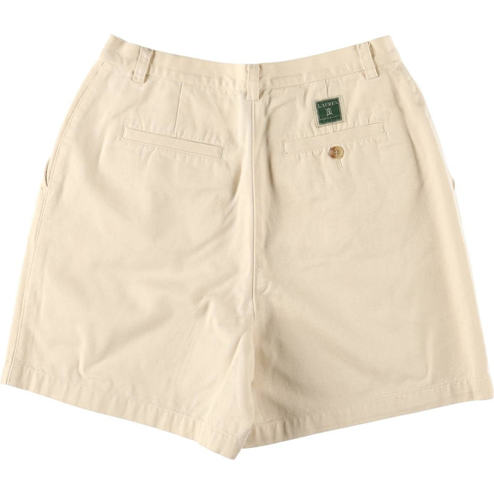 Ralph Lauren LAUREN Lauren One-tuck Chino Shorts Shorts Women's L (w30) equivalent cotton unbleached Vintage Second Hand