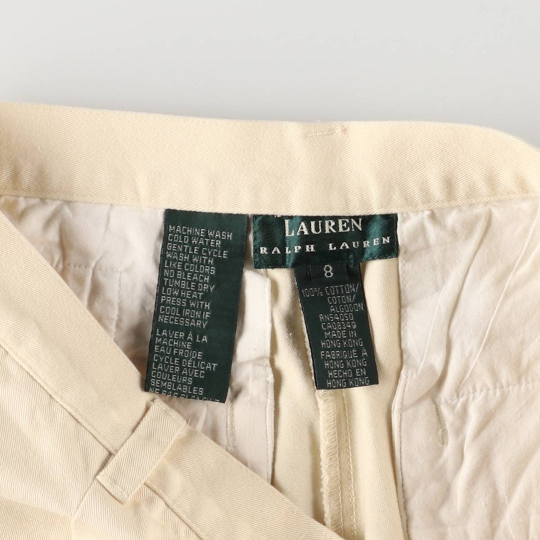 Ralph Lauren LAUREN Lauren One-tuck Chino Shorts Shorts Women's L (w30) equivalent cotton unbleached Vintage Second Hand