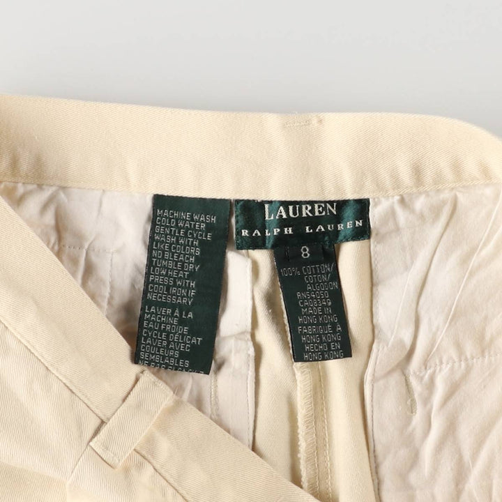 Ralph Lauren LAUREN Lauren One-tuck Chino Shorts Shorts Women's L (w30) equivalent cotton unbleached Vintage Second Hand