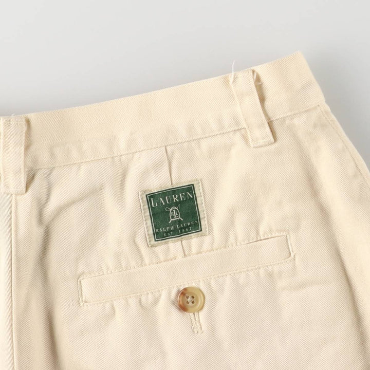 Ralph Lauren LAUREN Lauren One-tuck Chino Shorts Shorts Women's L (w30) equivalent cotton unbleached Vintage Second Hand