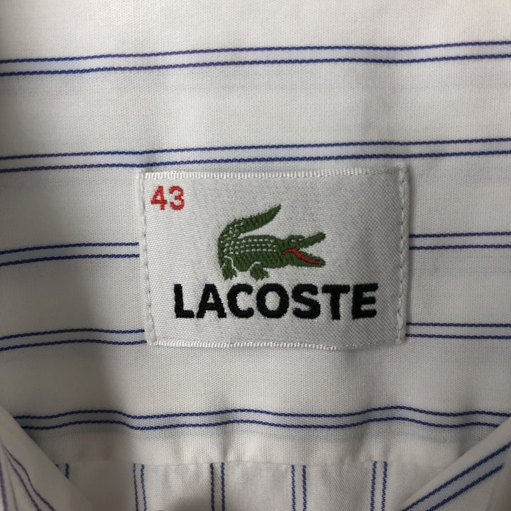 Lacoste LACOSTE Stripe Pattern Short Sleeve Button Down Striped Shirt Men's Size L cotton white type Vintage Second Hand