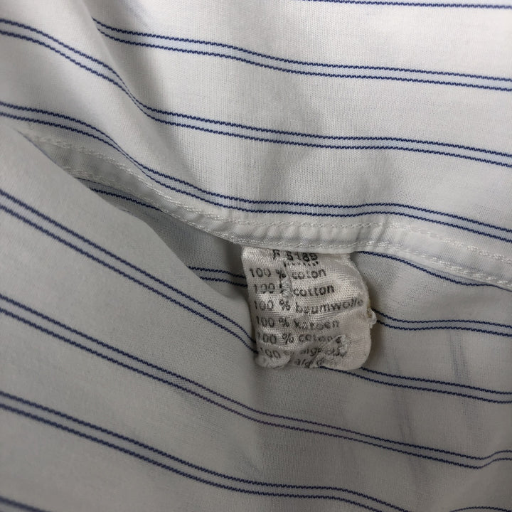 Lacoste LACOSTE Stripe Pattern Short Sleeve Button Down Striped Shirt Men's Size L cotton white type Vintage Second Hand