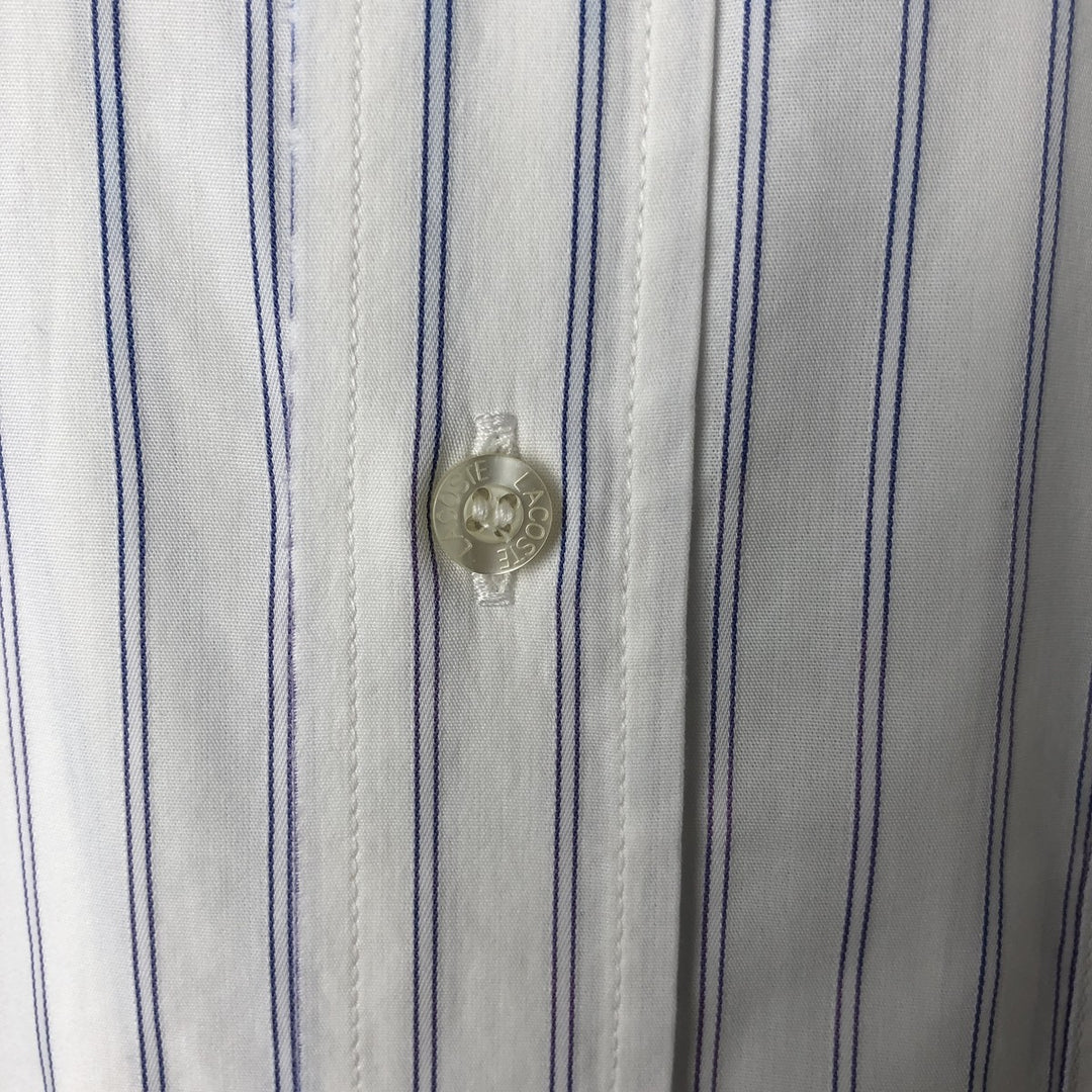 Lacoste LACOSTE Stripe Pattern Short Sleeve Button Down Striped Shirt Men's Size L cotton white type Vintage Second Hand