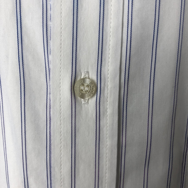 Lacoste LACOSTE Stripe Pattern Short Sleeve Button Down Striped Shirt Men's Size L cotton white type Vintage Second Hand