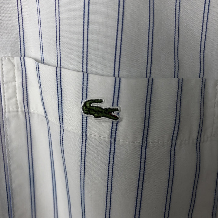 Lacoste LACOSTE Stripe Pattern Short Sleeve Button Down Striped Shirt Men's Size L cotton white type Vintage Second Hand