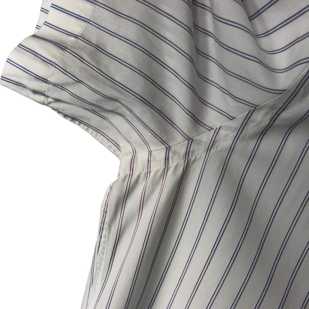 Lacoste LACOSTE Stripe Pattern Short Sleeve Button Down Striped Shirt Men's Size L cotton white type Vintage Second Hand