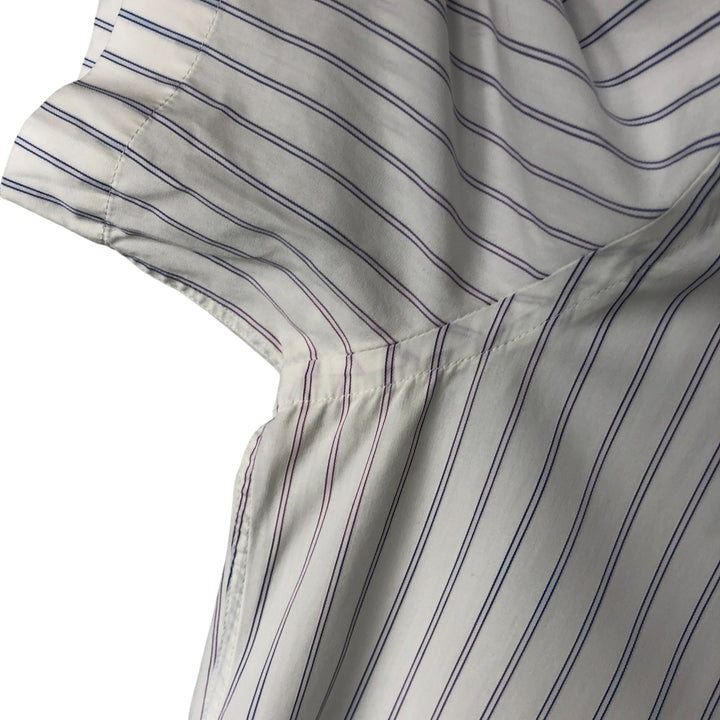 Lacoste LACOSTE Stripe Pattern Short Sleeve Button Down Striped Shirt Men's Size L cotton white type Vintage Second Hand