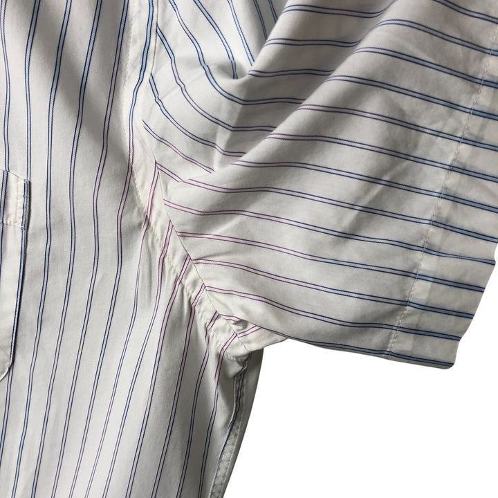 Lacoste LACOSTE Stripe Pattern Short Sleeve Button Down Striped Shirt Men's Size L cotton white type Vintage Second Hand