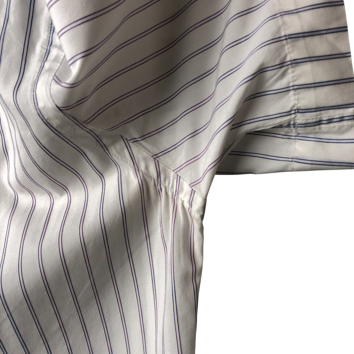 Lacoste LACOSTE Stripe Pattern Short Sleeve Button Down Striped Shirt Men's Size L cotton white type Vintage Second Hand